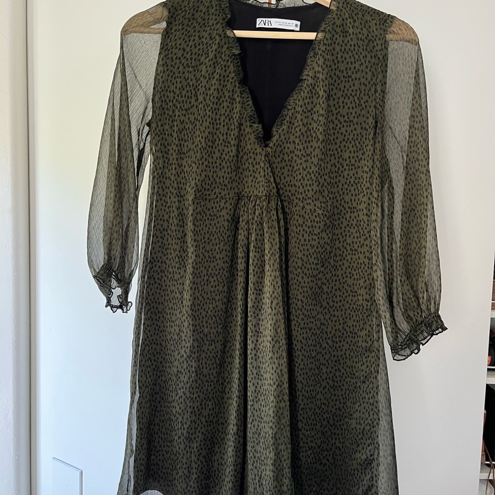 Zara Olive Long Sleeve Dress